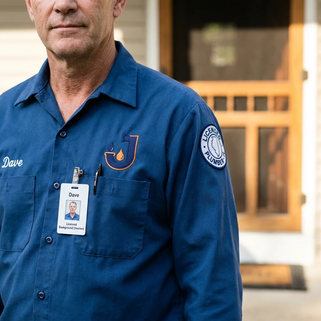 Licensed plumber showing ID badge in Fort Myers, FL