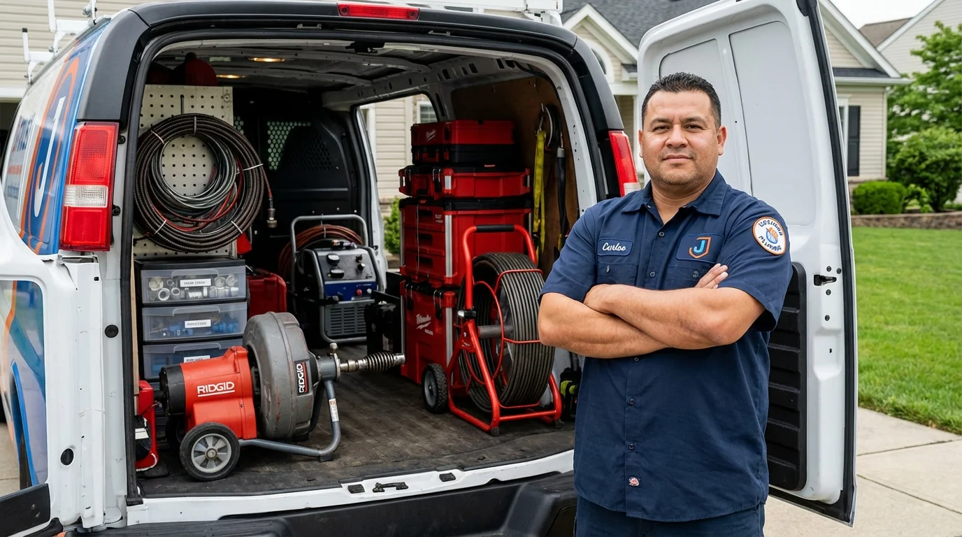Professional drain cleaning equipment and Johns Plumbing LLC plumber in Fort Myers