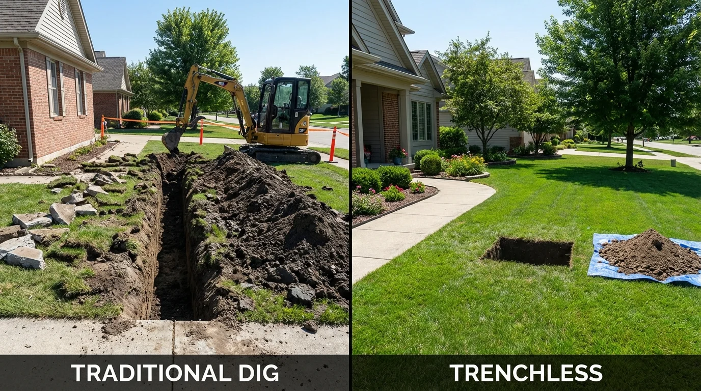 Trenchless sewer repair with minimal yard damage versus traditional excavation in Fort Myers, FL